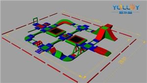 Carrera de obstáculos inflable para agua